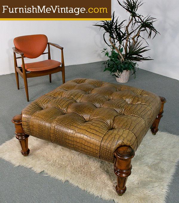 Huge Faux Alligator Skin Ottoman