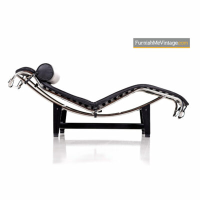 Le Corbusier LC4 Black Leather Chaise Lounge Reproduction