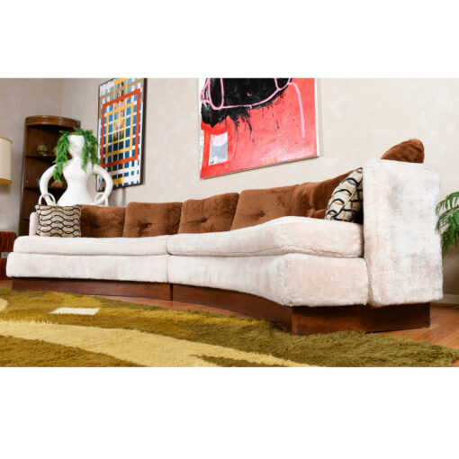 crescent shaped curved Mid Century sofa