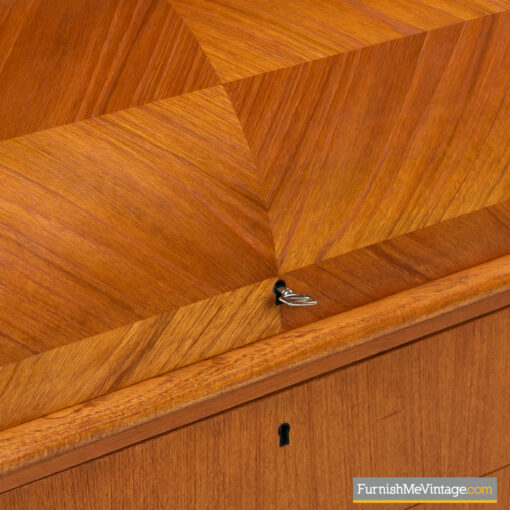 Egon Ostergaard Swedish Teak Roll-Top Locking Secretary Desk