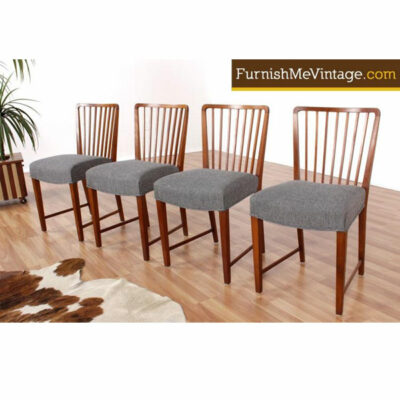 Spindle Back Danish Dining Chairs - Restored Set of Four