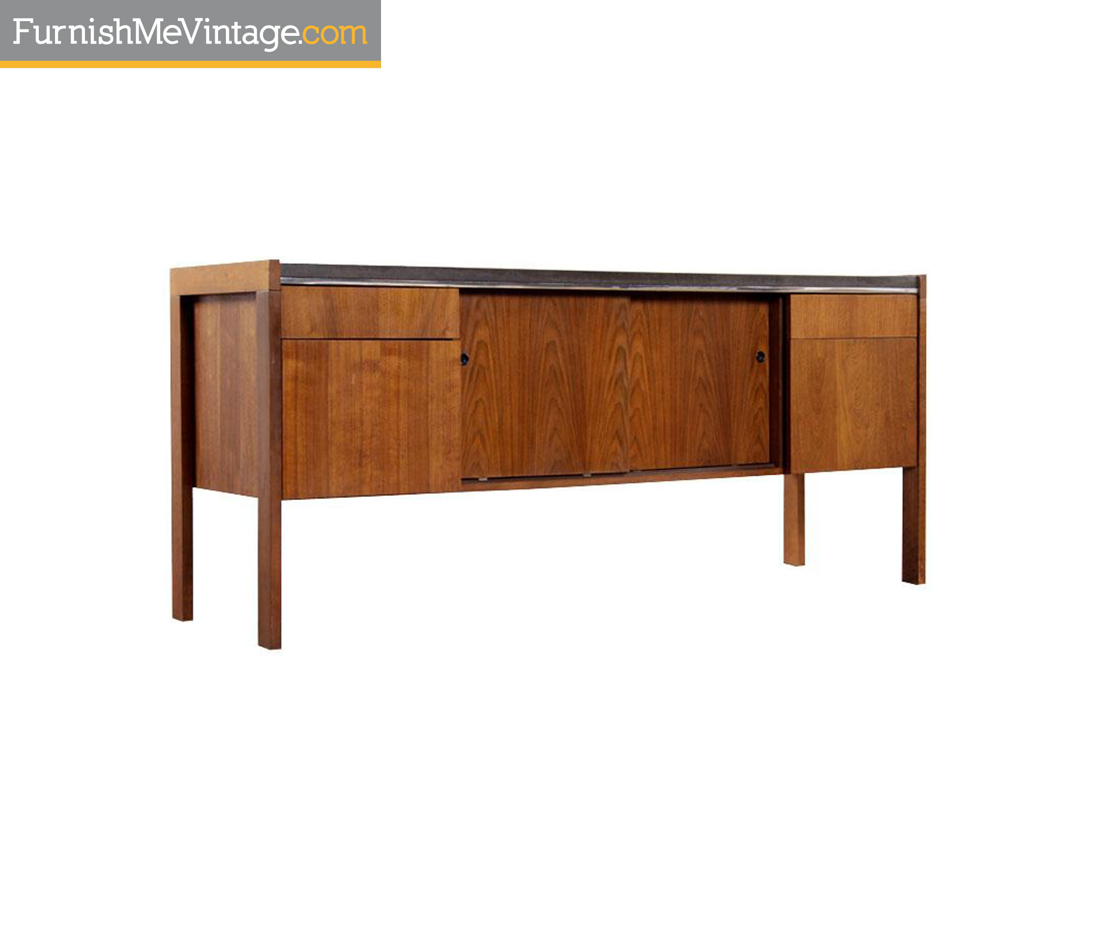 Mid Century Modern Biltrite Walnut Office Credenza