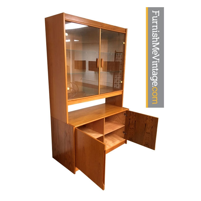 Danish Modern Teak China Cabinet With Hutch Danish Teak China Cabinet