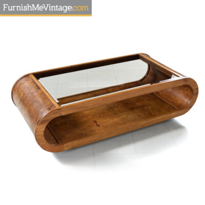 1970s vintage olive burl coffee table