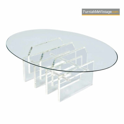 Charles Hollis Jones Acrylic Lucite Coffee Table With Glass Top - Hollywood Regency