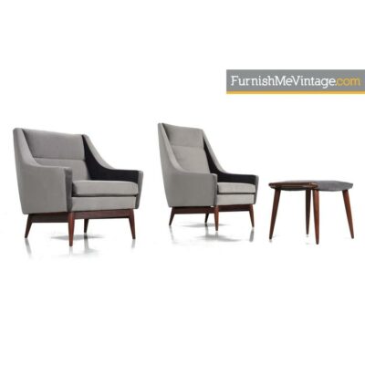 hans wegner,danish,lounge chairs,mid-century,modern,grey velvet,highback chair