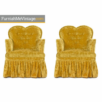 bedroom chairs,Petit, Crushed Velvet, Heart Shaped, Hollywood Regency, Chartreuse Chairs