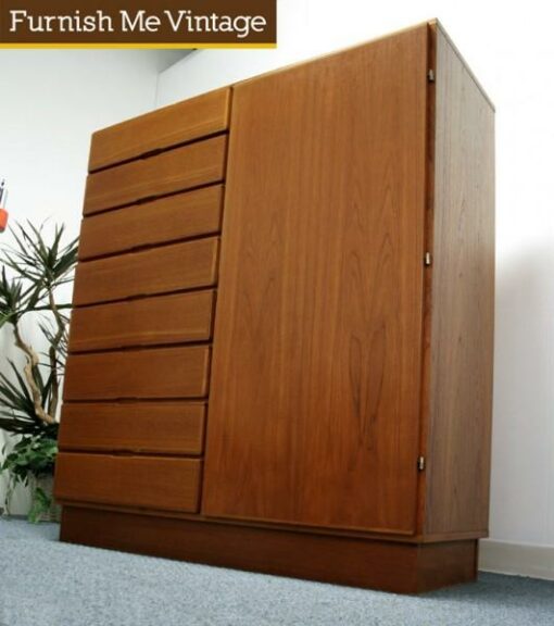 Danish Modern Teak Gentleman’s Chest Armoire