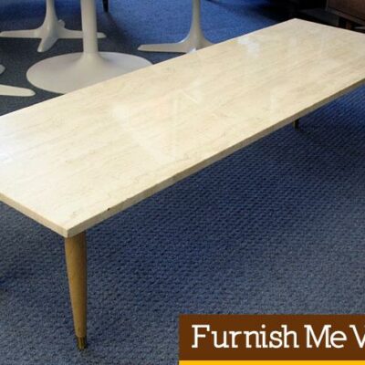 Italian Marble Top Long Coffee Table Mid Century