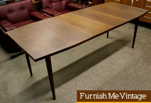 Long Narrow Danish Style Vintage Walnut Dining Table