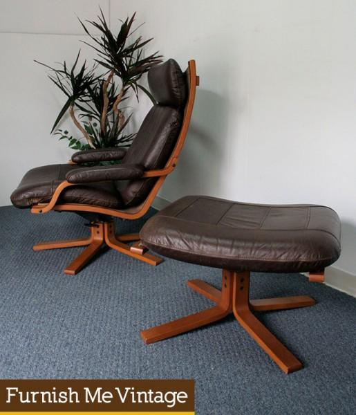 danish modern chair and ottoman