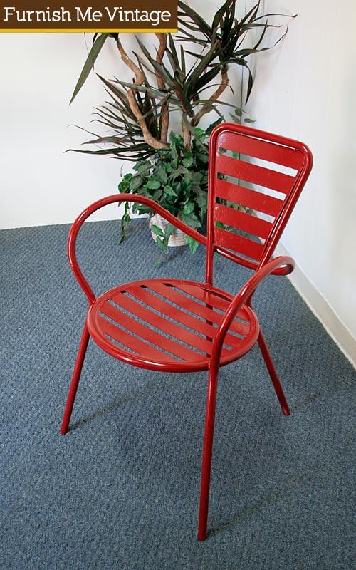 Funky Retro Red Wrought Iron Indoor Outdoor Chair