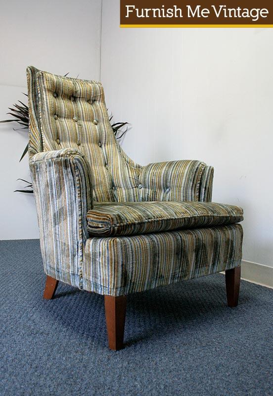 Vintage Clyde Pearson Cotton Velvet Upholstered Arm Chair