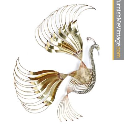 Curtis Jere Brass Peacock Bird Wall Art Sculpture - Circa 1980's