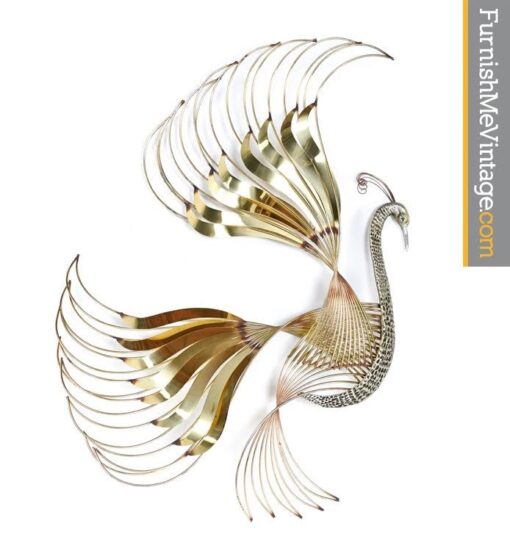 Curtis Jere Brass Peacock Bird Wall Art Sculpture - Circa 1980's