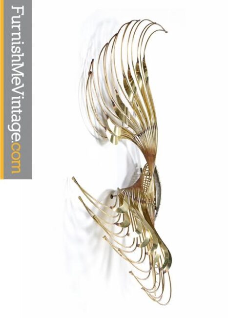 Curtis Jere Brass Peacock Bird Wall Art Sculpture - Circa 1980's