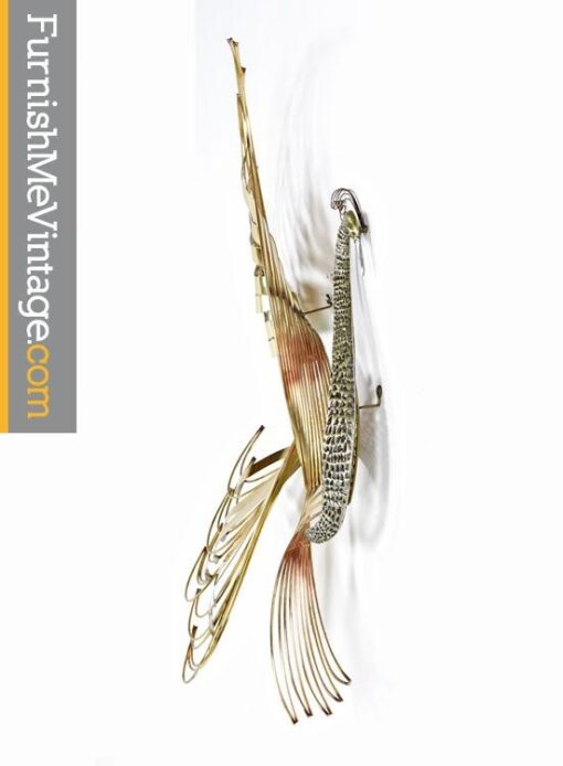 Curtis Jere Brass Peacock Bird Wall Art Sculpture - Circa 1980's