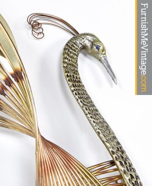 Curtis Jere Brass Peacock Bird Wall Art Sculpture - Circa 1980's