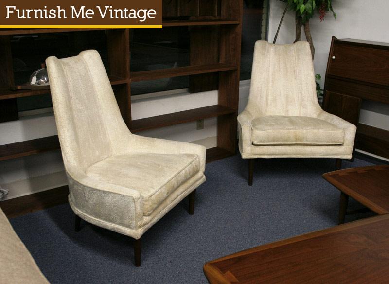 2 Mid Century Modern Hollywood Regency Lounge Chairs