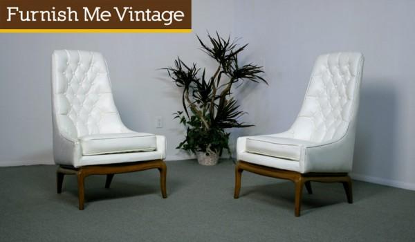 2 Mid Century Hollywood Regency Gibbings Style Lounge Chairs