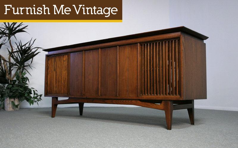 Empty Mid Century Modern Console Stereo Cabinet