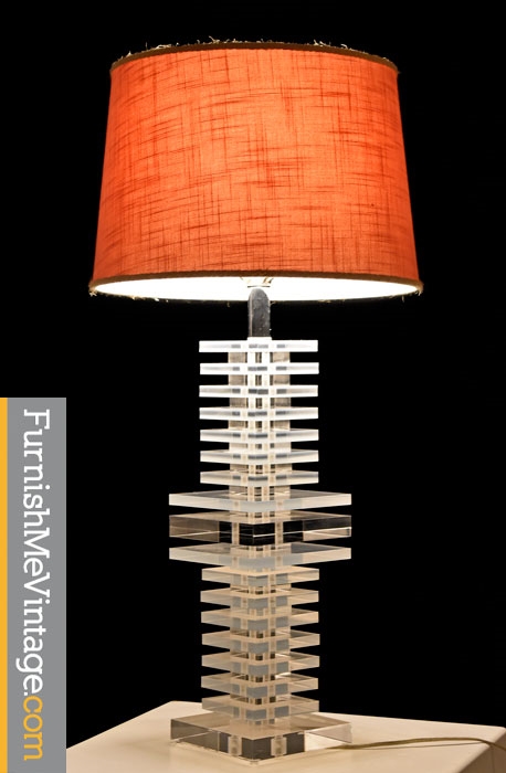 Lucite Lamp Hollywood Regency Stacked Acrylic Lucite Lamp Hollywood Regency Stacked, Vintage Stacked Lucite Table Lamps