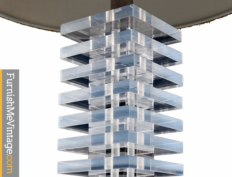 Lucite Lamp Hollywood Regency Stacked Acrylic Lucite Lamp Hollywood Regency Stacked, Vintage Stacked Lucite Table Lamps