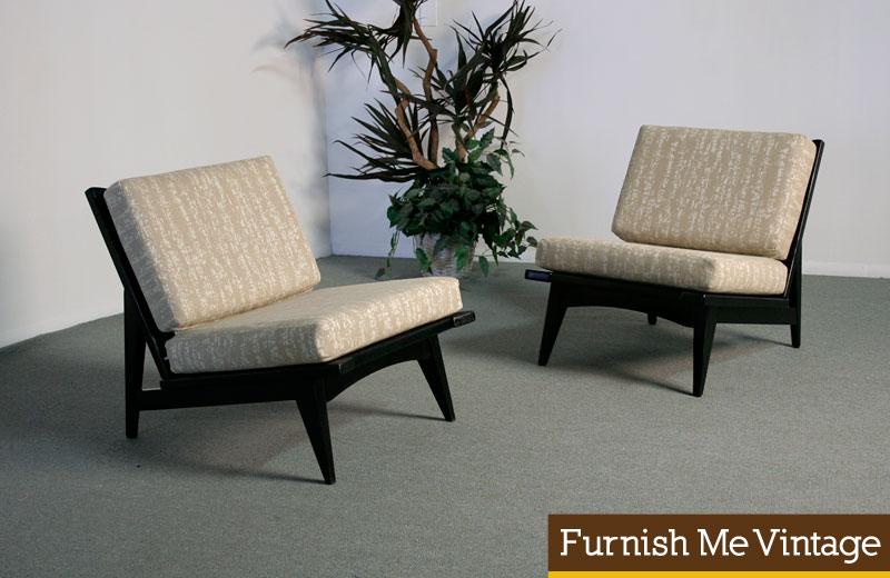 2 Mid Century Modern Paul Mccobb Style Slipper Chairs