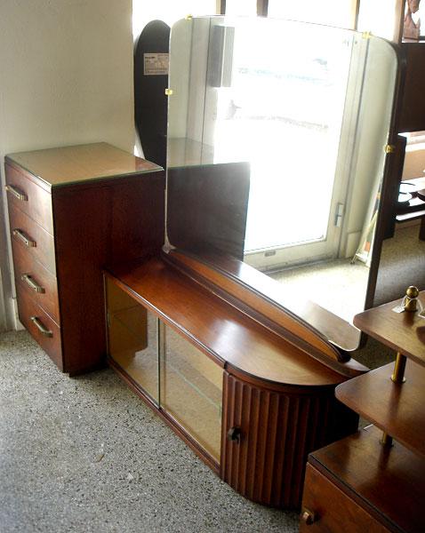 vintage art deco vanity mahogany  side table