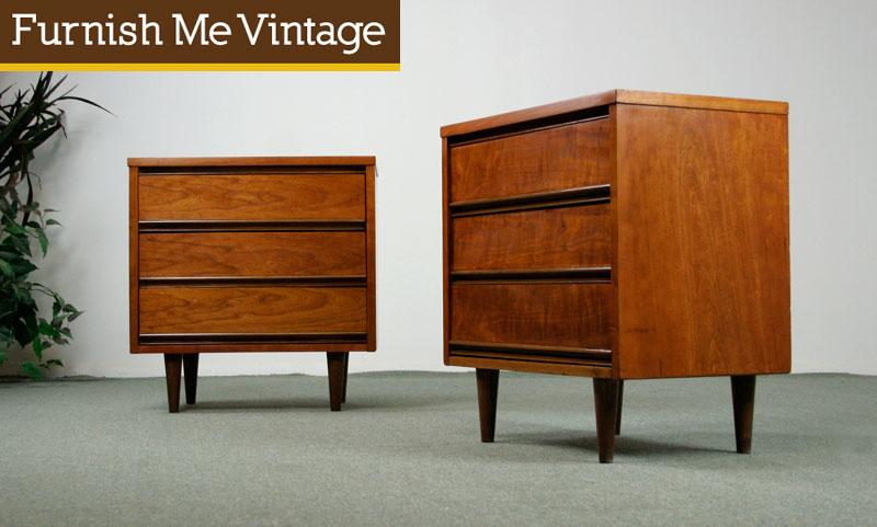 Pair Of Refinished Mid Century Modern Dixie Nightstands