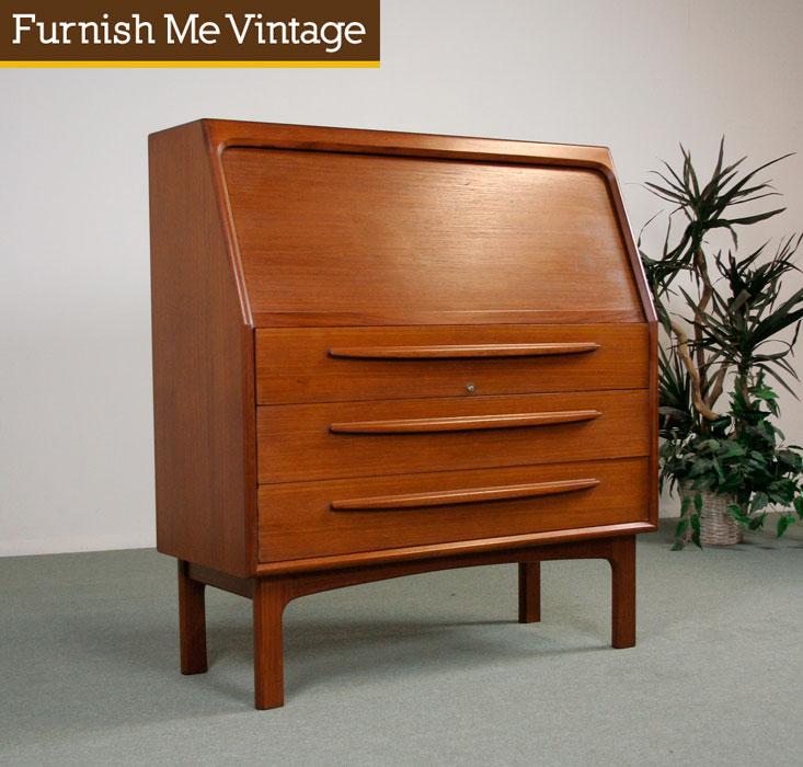 Mid Century Modern Danish Teak Secretary Desk
