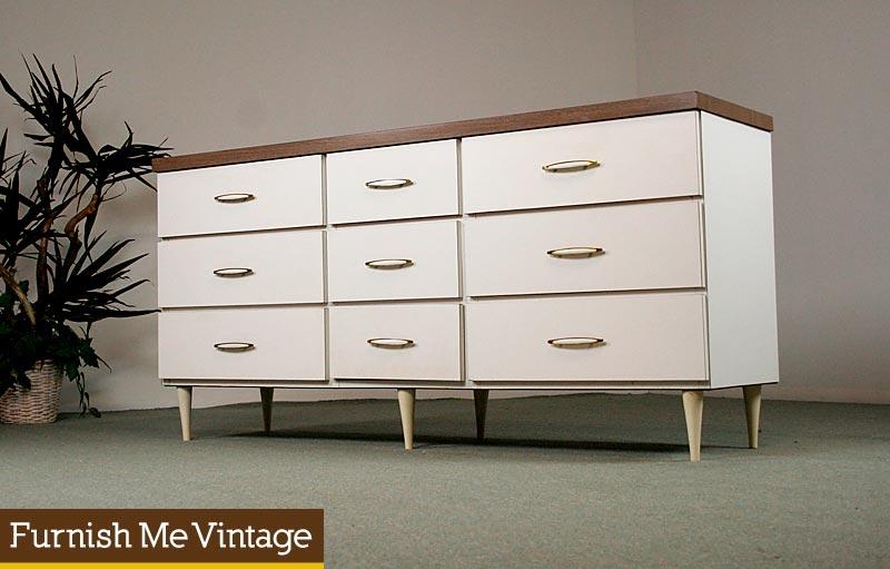 Retro White Laminate Triple Dresser