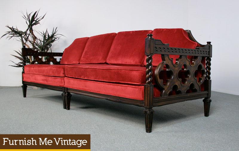 2 Piece Retro Mid Century Gothic Sofa