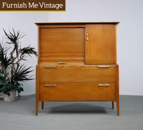 Heywood Wakefield Tambour Door High Boy Dresser