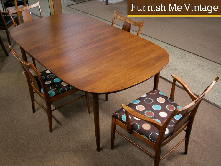 Mid Century Modern Walnut Dining Table with Leaf