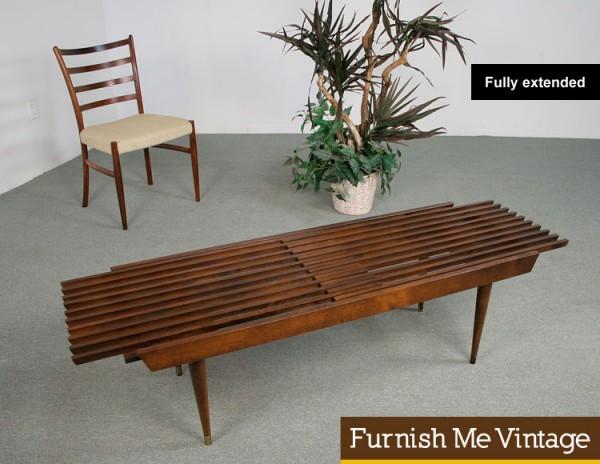 Mid Century Modern Expanding Slat Bench Table