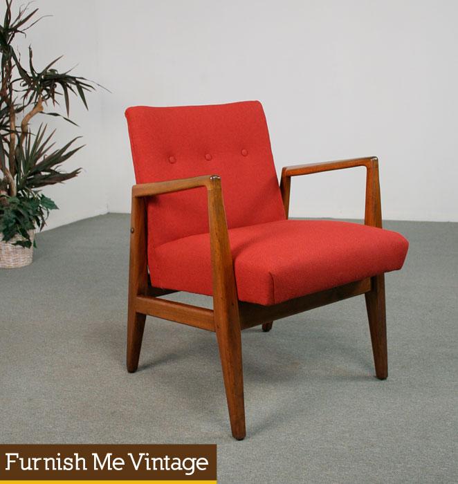 Vintage Jens Risom Reupholstered Red Chair