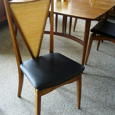 6 Vintage Mid Century Black Vinyl And Wood Chairs Sale 6 Vintage Mid Century Black Vinyl And Wood Chairs Sale