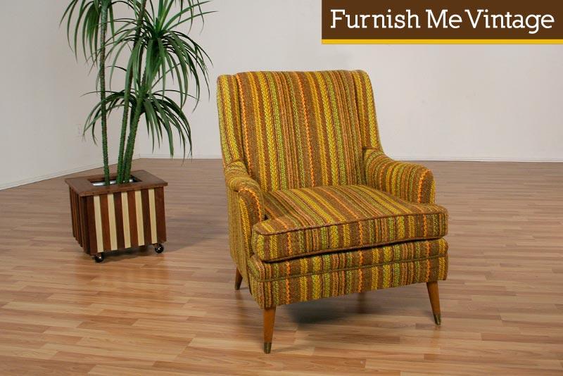 funky fabric striped retro arm chair