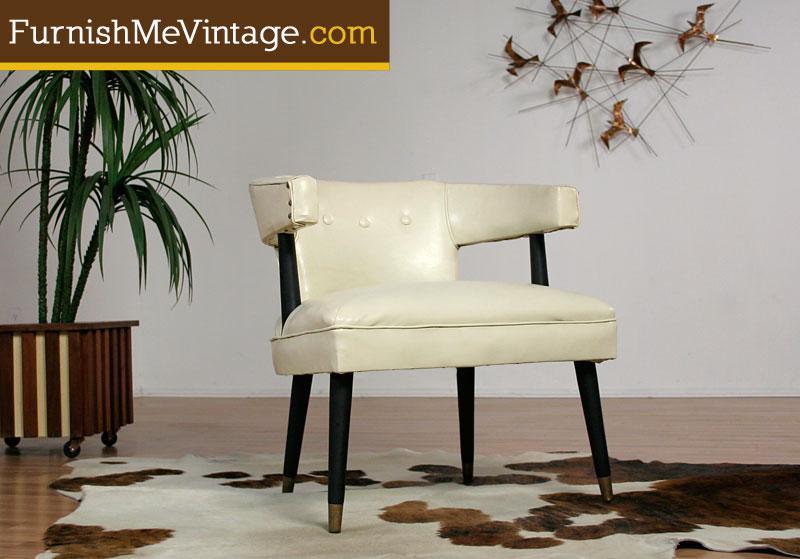 Retro White Vinyl Arm Chair