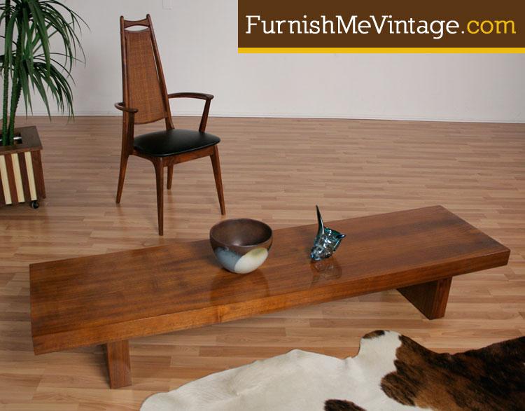 Long Low Slab Mid Century Modern Coffee Table