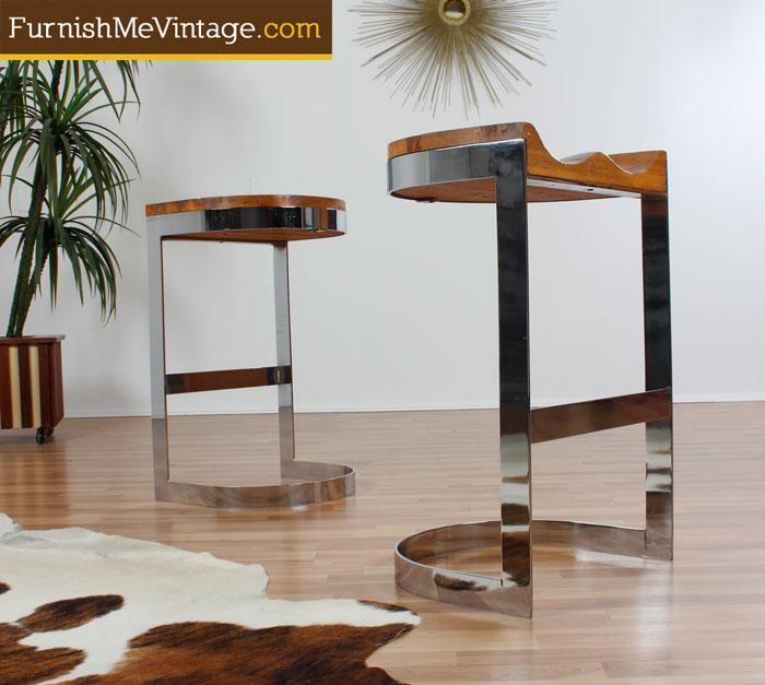 Pair of mid century modern Warren Bacon bar stools