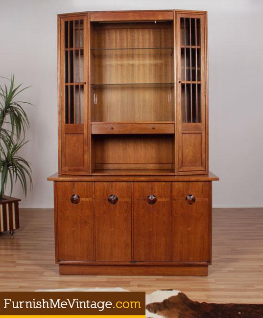 Mid Century Modern Rosewood And Walnut China Cabinet By Thomasville