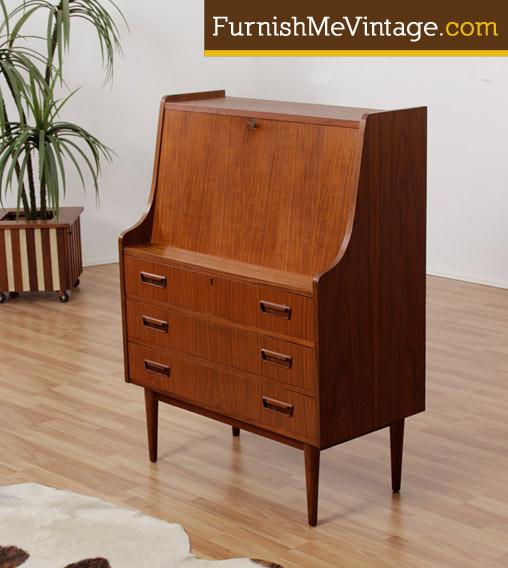 Mid Century Modern Danish Teak Secretary Desk By Maurice Villency