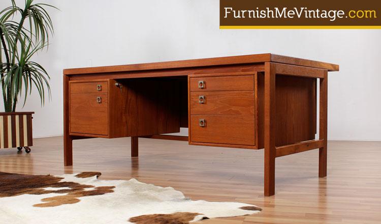Mid Century Modern Danish Teak Executive Desk By H P Hansen Mid Century Modern Danish Teak