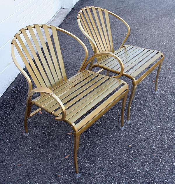 Pair of Vintage Gold Patio Chairs