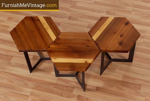 Set Of Three Custom Made Hexagon End Tables