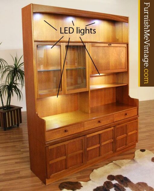 English Teak Secretary Hutch by Nathan