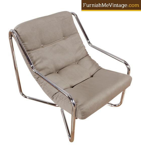 Red Vintage Chrome Sling Chair Red Vintage Chrome Sling Chair, Vintage Chrome Sling Chair