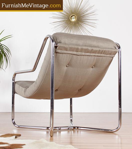Red Vintage Chrome Sling Chair Red Vintage Chrome Sling Chair, Vintage Chrome Sling Chair